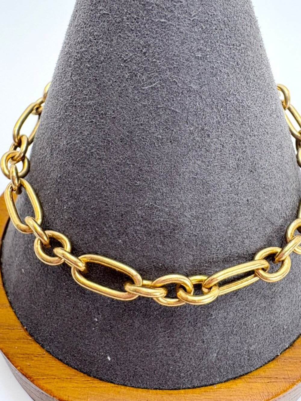 Alternating Round & Oval Link Chain Bracelet Gold Over 925 Sterling Silver 7.5"